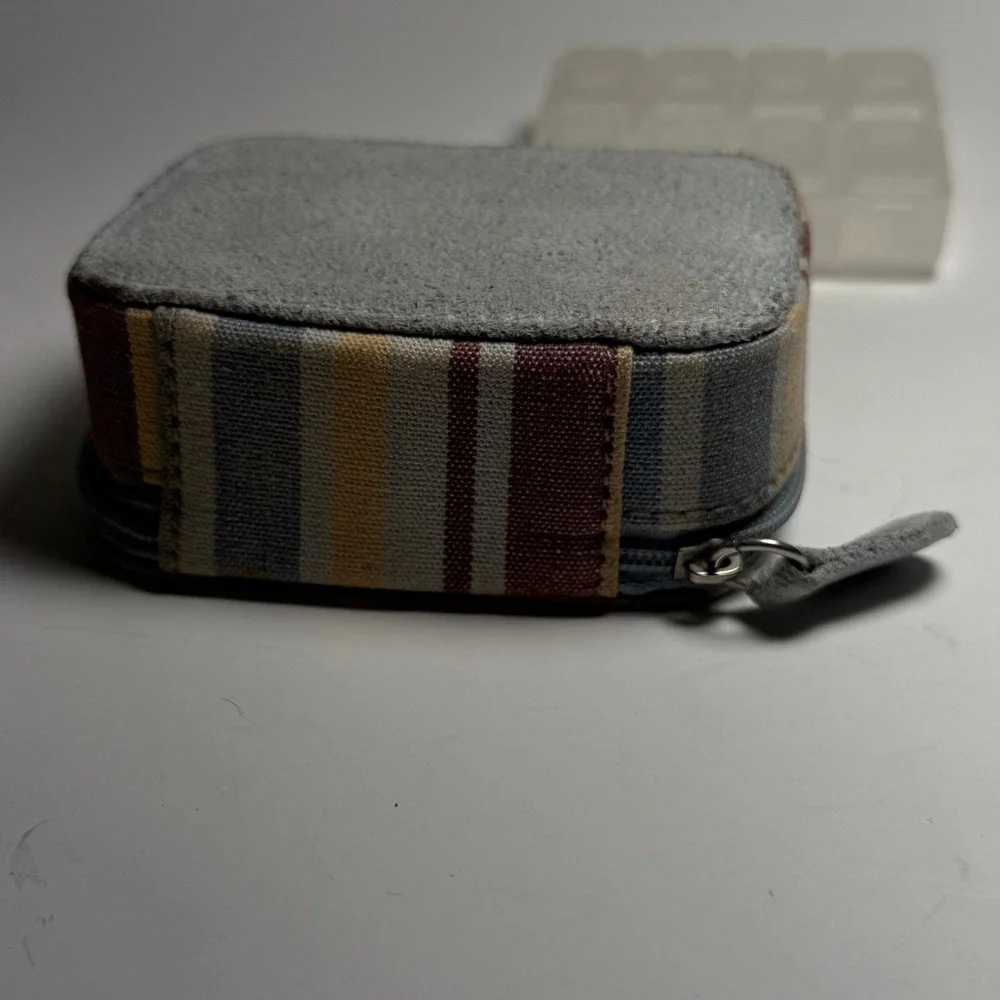 Longaberger Homestead Pastel Striped Pill Organizer Case 7‎ Day Pill Box HTF
